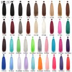 Color chart of synthetic pre-stretched braiding hair extensions, 26-inch bundles