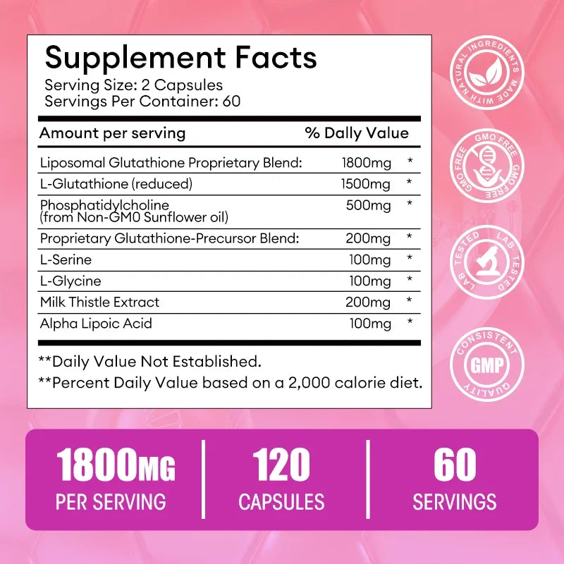 Glutathione Capsules 1200mg — Antioxidant & Wellness Support
