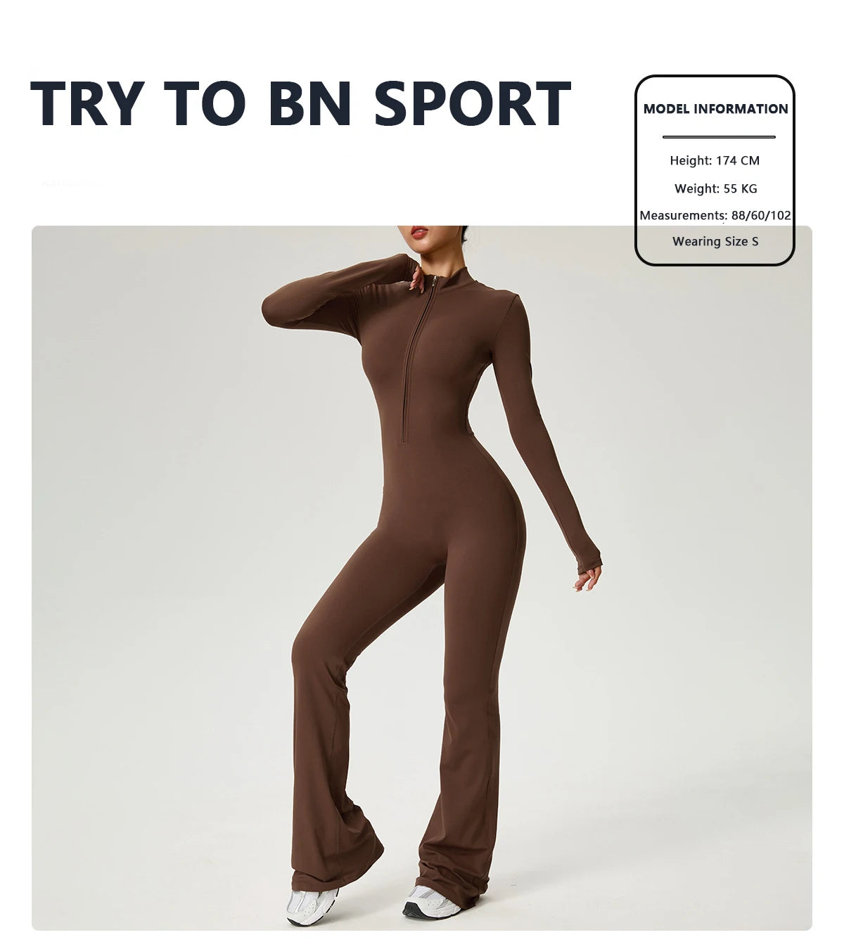 Long Sleeve Fitness Jumpsuit — Polyamide & Elastane