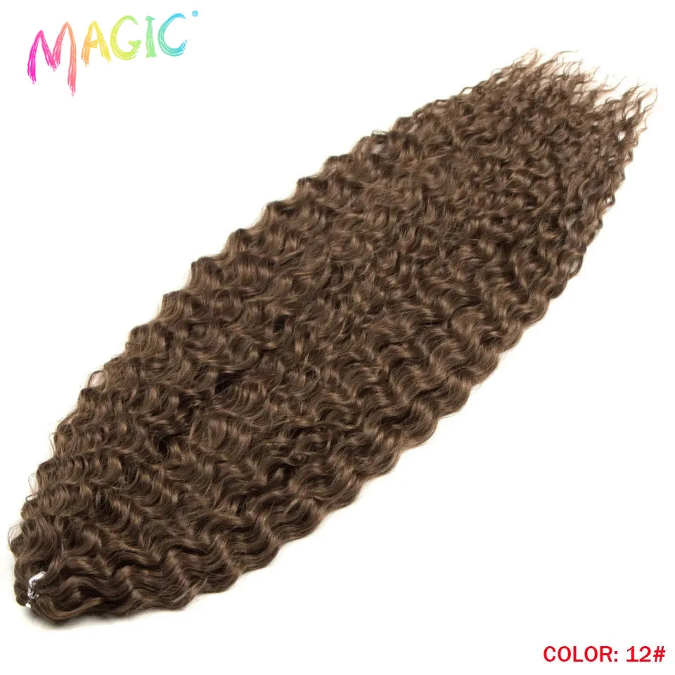 Synthetic crochet braids hairpiece, medium brown wavy curls