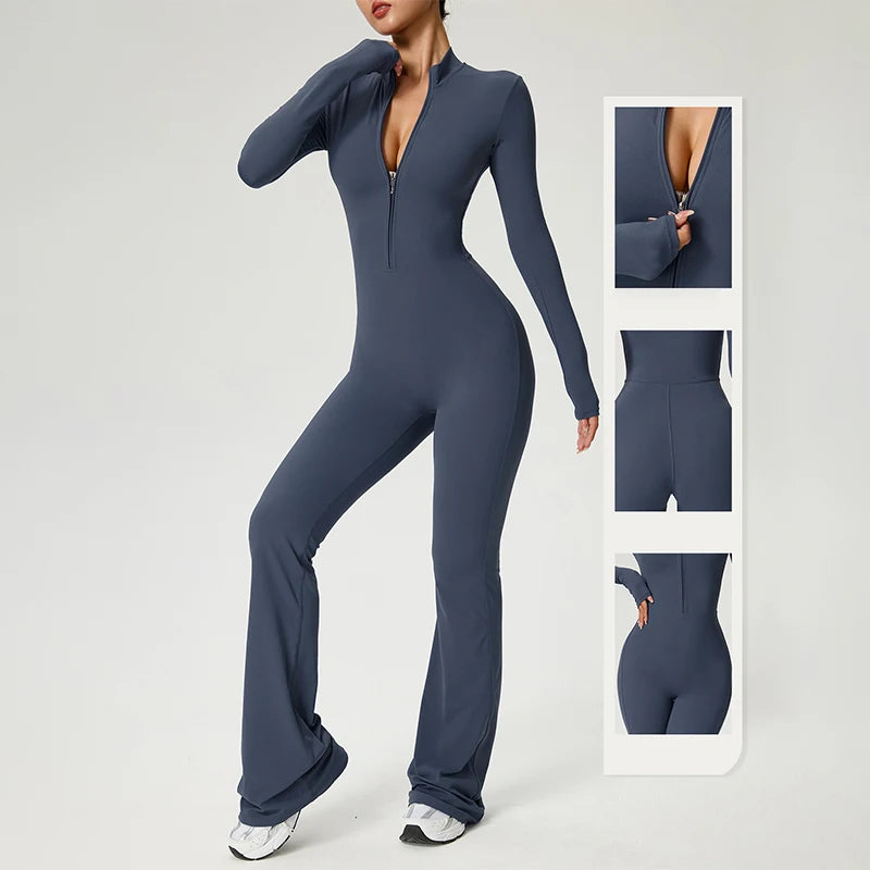 Long Sleeve Fitness Jumpsuit — Polyamide & Elastane