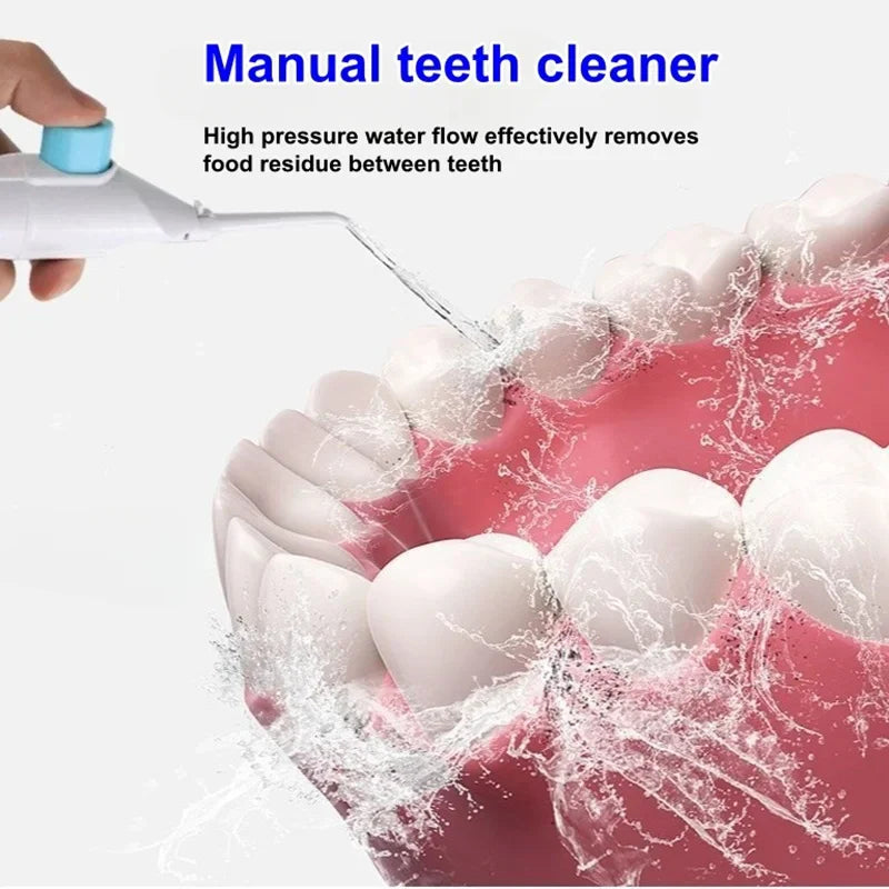 Portable High-Pressure Oral Irrigator — Manual Water Flosser for Teeth Cleaning