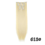 Full head clip-in hair extension, long straight pale blonde with snap clips
