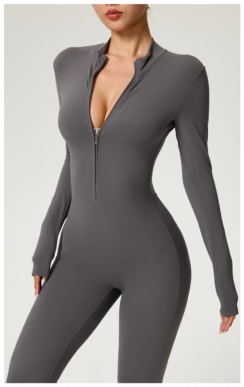 Long Sleeve Fitness Jumpsuit — Polyamide & Elastane
