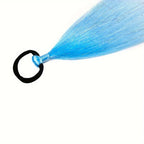 Blue synthetic hair tinsel ponytail extension with black loop tie at top
