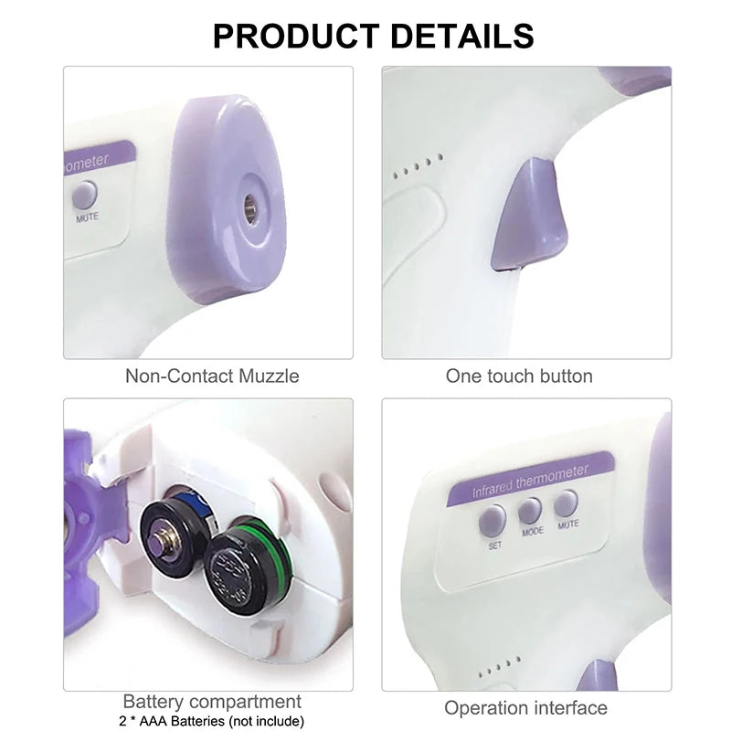 Non-Contact Infrared Forehead Thermometer — LED Display, Baby & Adult