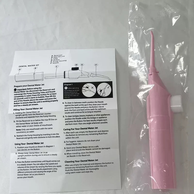 Portable High-Pressure Oral Irrigator — Manual Water Flosser for Teeth Cleaning