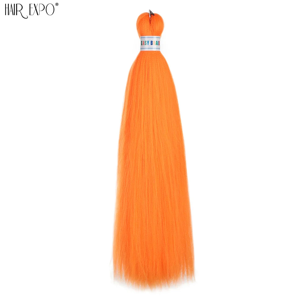 Synthetic braiding hair extension bundle, orange to pale tips ombre, looped top.