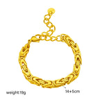 Gold-tone thick chain bangle bracelet, 14+5cm length, 19g weight