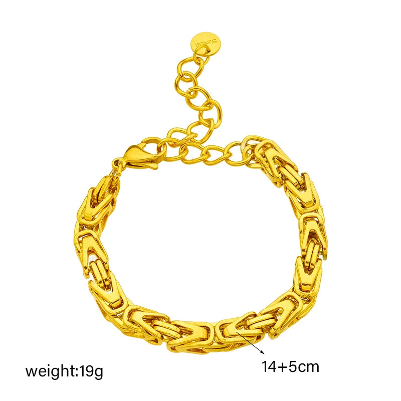 Gold-tone thick chain bangle bracelet, 14+5cm length, 19g weight