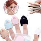 Mini finger puff sponge set with 6 teardrop sponges in assorted colors, including black and white.