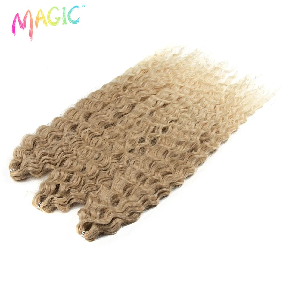 Water wave crochet braids, synthetic honey-blonde curls with loose water-wave texture