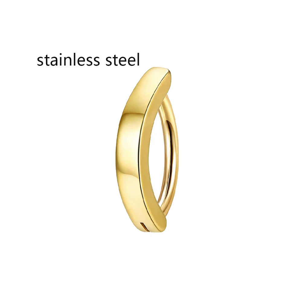 Gold-tone stainless steel belly button ring clicker with smooth hinged hoop