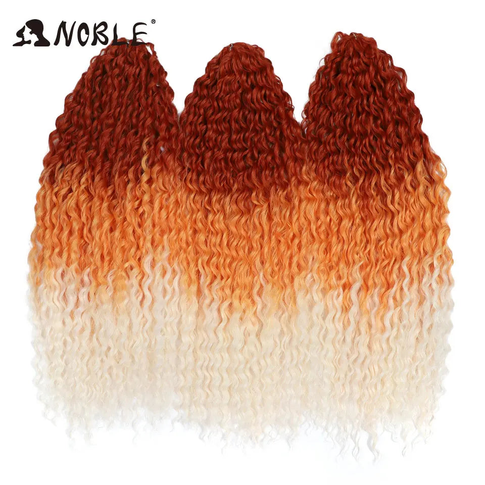 Orange ombre crochet wave braids, synthetic 24 in hair pieces