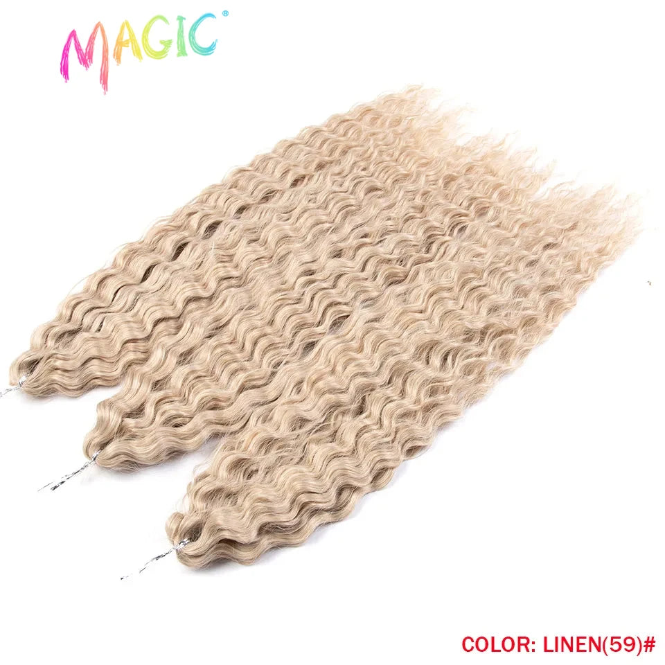 Synthetic curl crochet braids, wavy texture in light beige