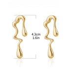 Gold-tone lava-drop earrings shown with size guide: 4.3cm