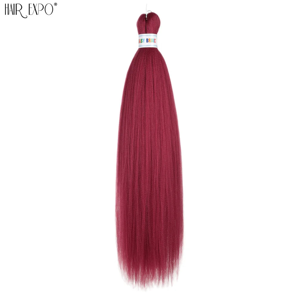 Synthetic braiding hair bundle, dark red maroon straight strands