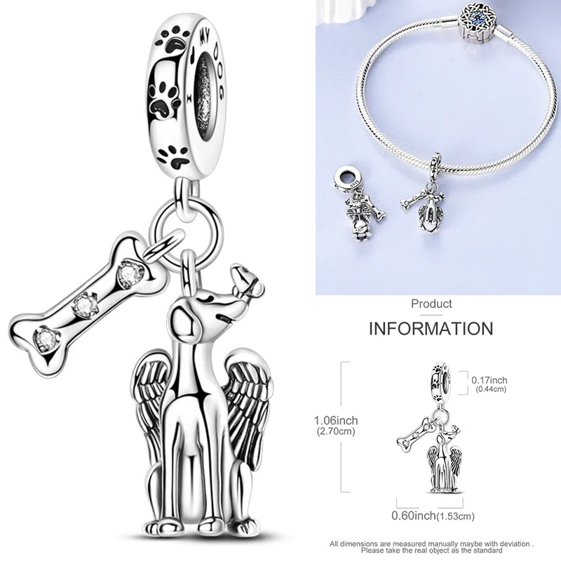 925 sterling silver angel charm bead with a cross and crystal accents