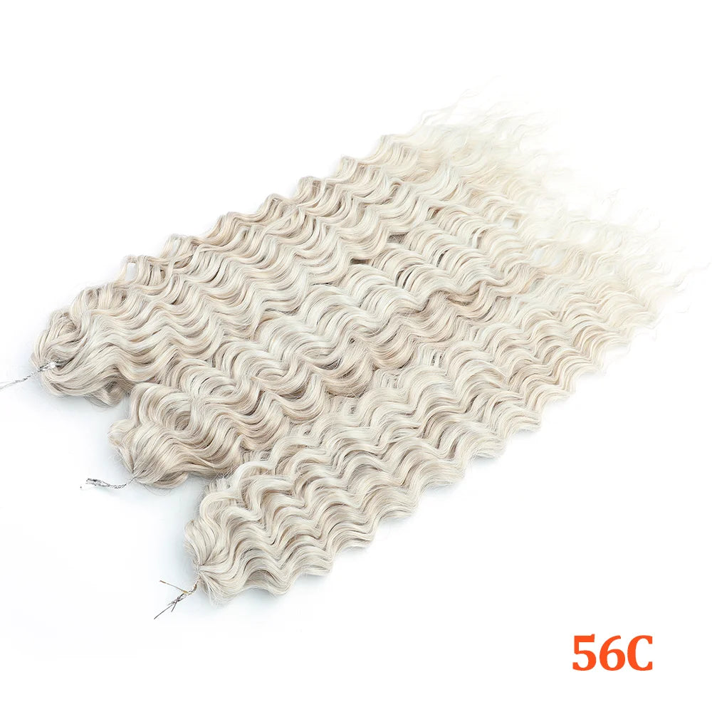 Curly hair extension bundle, white water-wave crochet texture