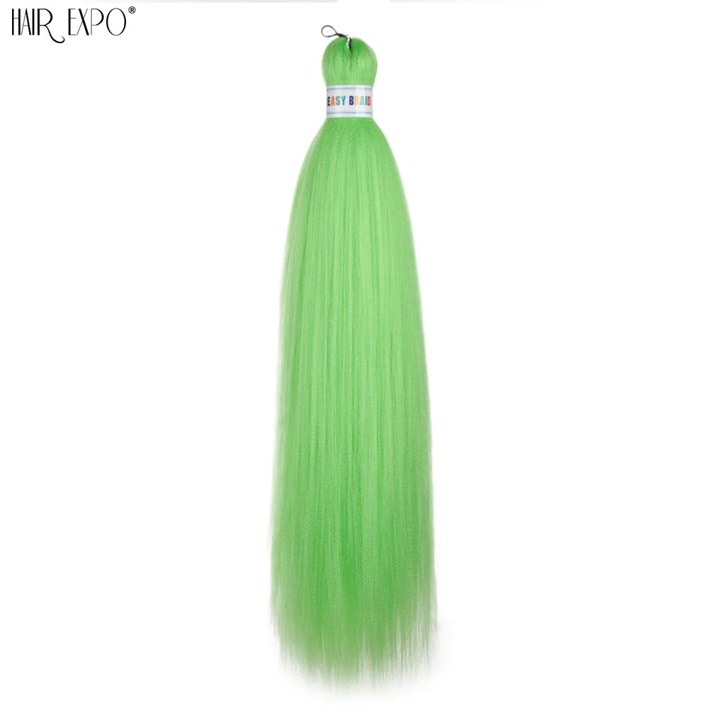 Pre-stretched braiding hair extension, synthetic 26-inch, neon green bundle