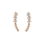 Daisy rhinestone ear climber earrings with rose gold daisy design