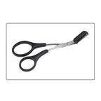 Eyebrow scissors with comb, black handle with black comb and silver blades