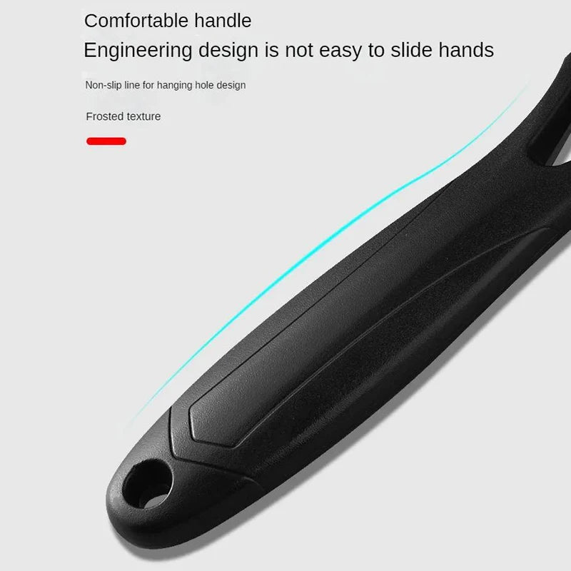 Double-sided foot file handle with hanging hole and grip texture, black