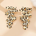 Geometric irregular stud earrings, leopard print zigzag pair