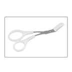 Eyebrow scissors with comb, white handle with white comb and silver blades