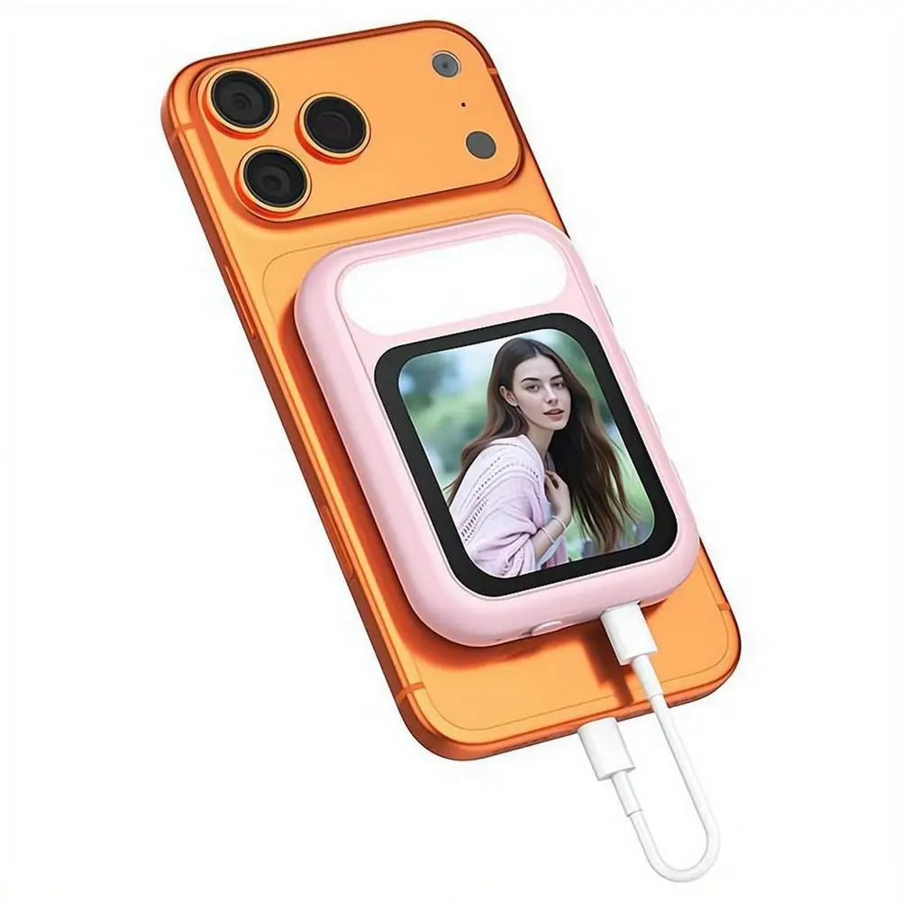 2.01" HD Selfie Monitor with Dual LED Fill Light Magnetic Attachment  Rear-Camera Selfie Assistant 48MP Clarity ﻿