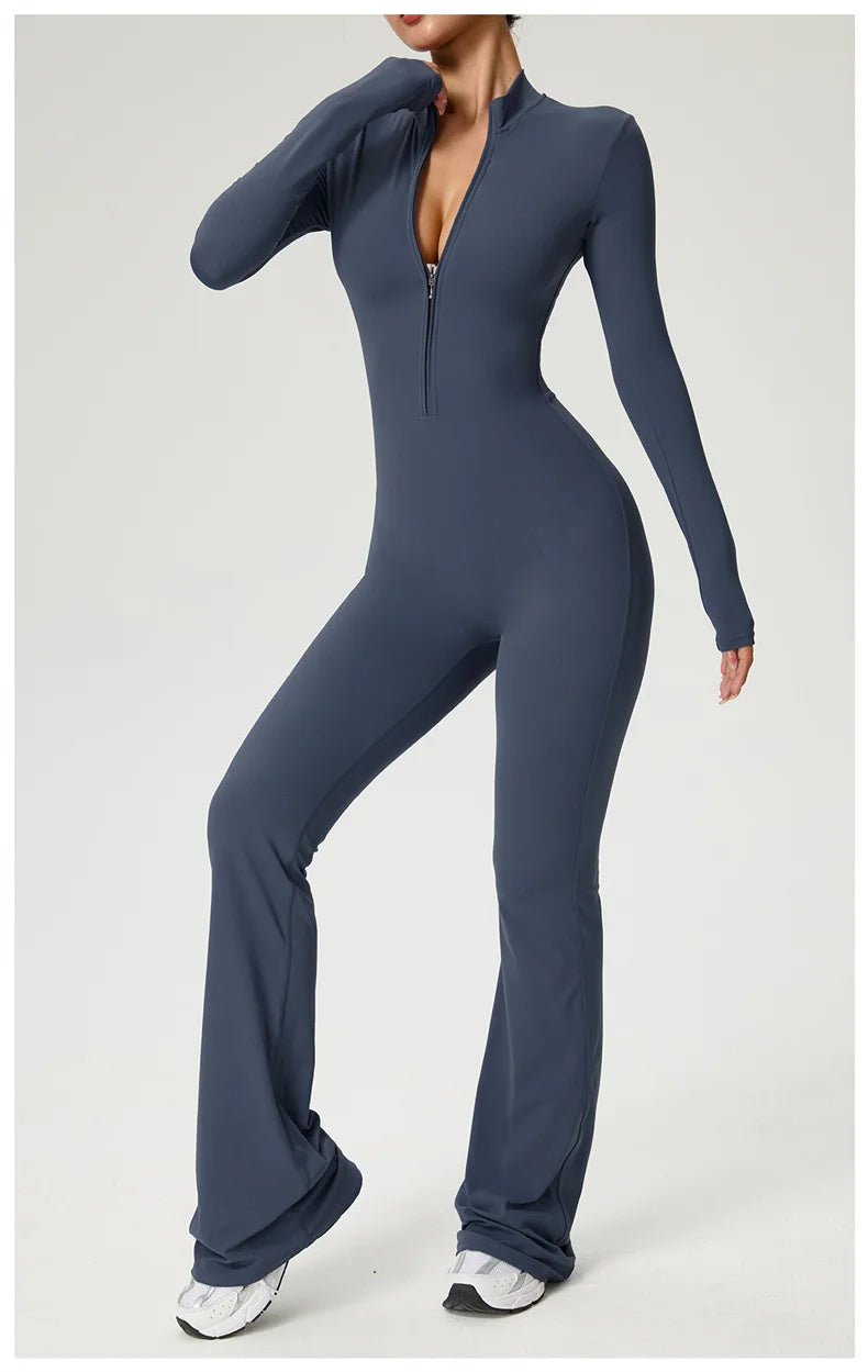 Long Sleeve Fitness Jumpsuit — Polyamide & Elastane