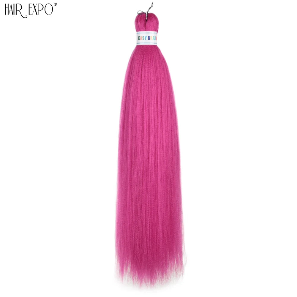 Synthetic braiding hair extension bundle, pink to pale tips ombre, looped top.