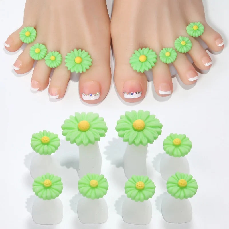 Écarteurs d'orteils en silicone en forme de fleur — Lot de 8