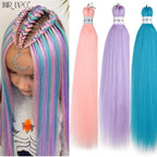 26-inch synthetic pre-stretched braiding hair extensions, rainbow pastel braids