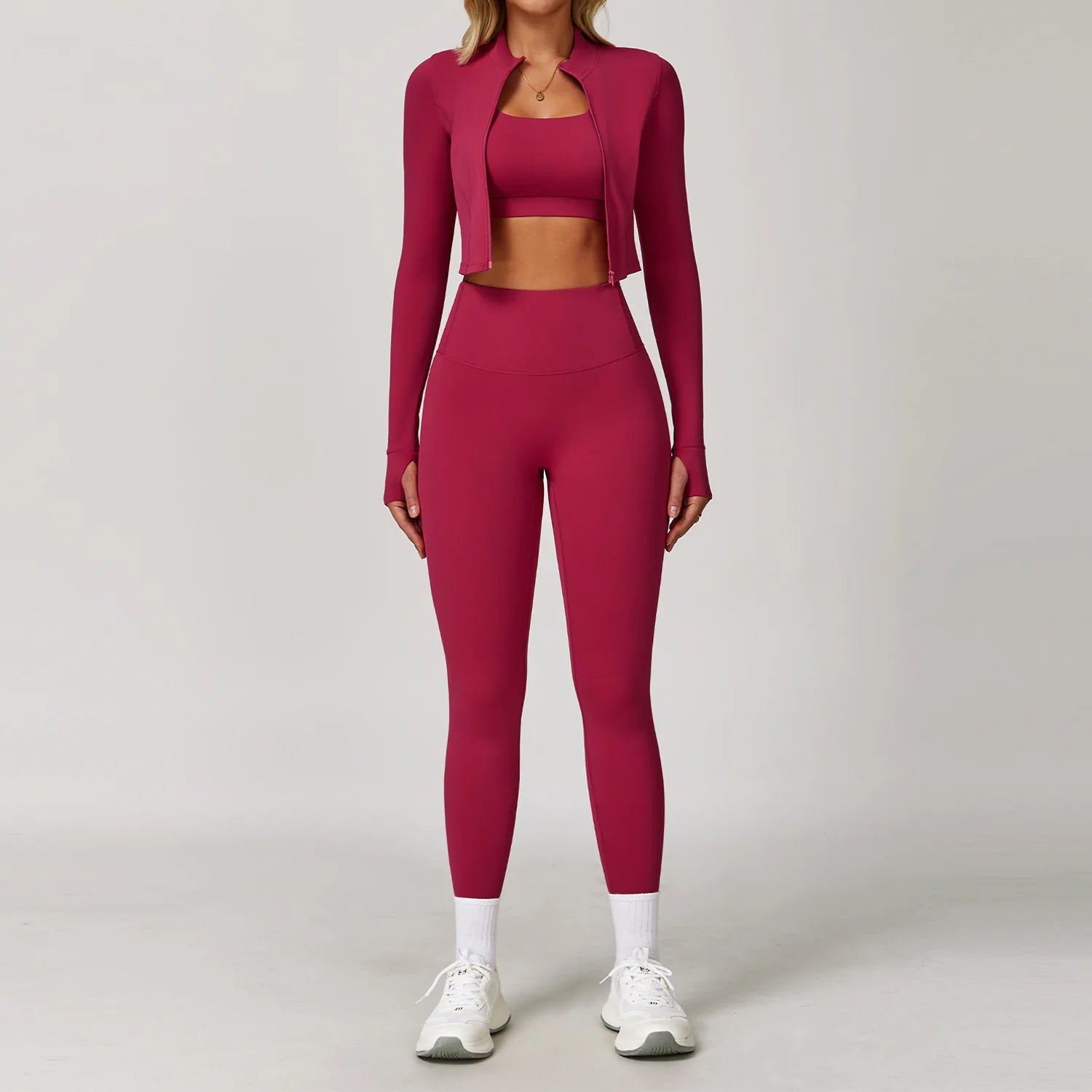 3-Piece Tracksuit Set — Nylon & Spandex