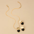 Gold Heart Necklace & Earrings Set