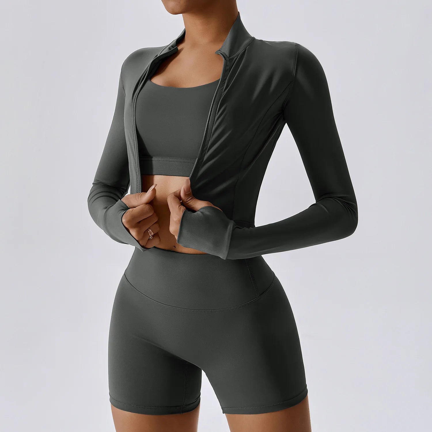 3-Piece Tracksuit Set — Nylon & Spandex