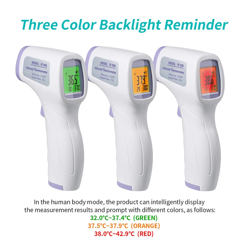 Non-Contact Infrared Forehead Thermometer — LED Display, Baby & Adult