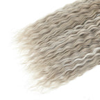 Water-wave hair extension close-up in light gray with flowing waves