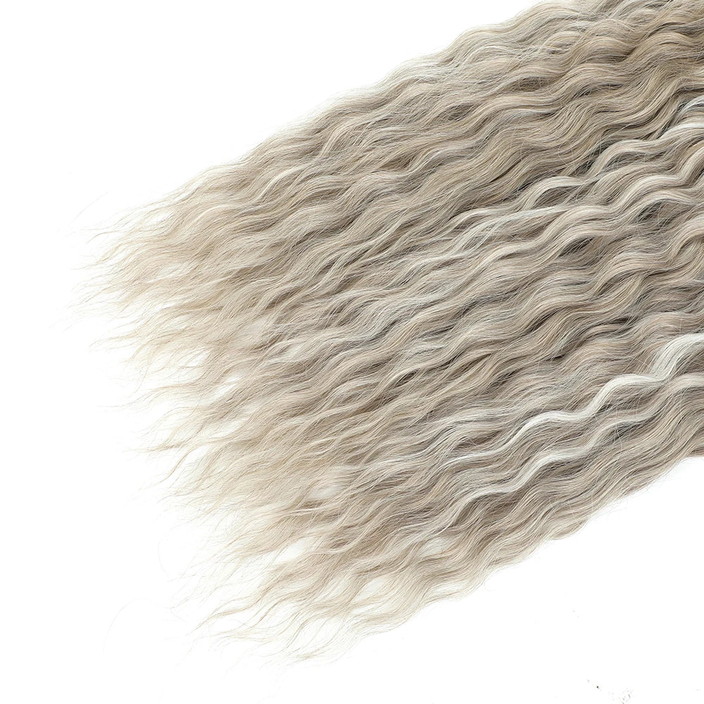 Water-wave hair extension close-up in light gray with flowing waves