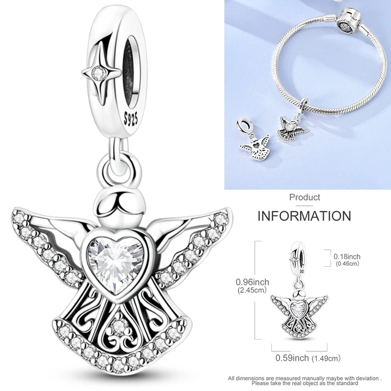 Sterling silver cross charm with heart center and small gemstone accents