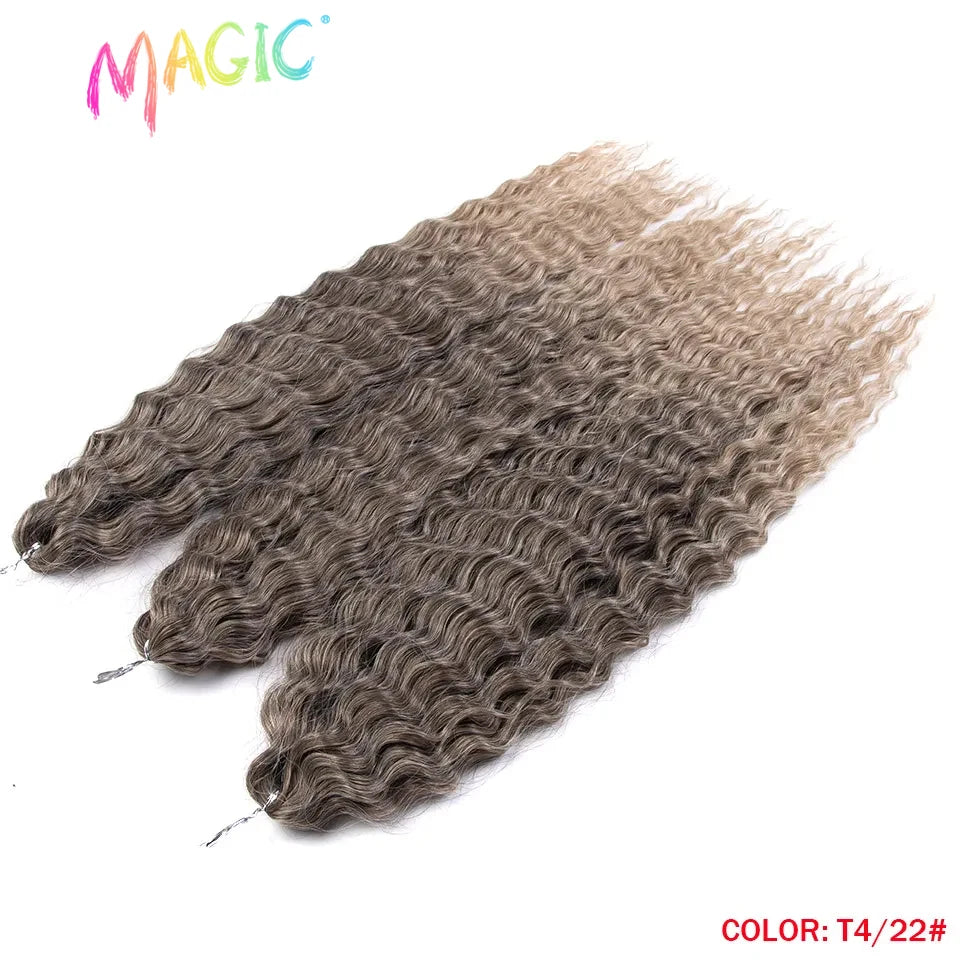 Synthetic water wave crochet braid hair, taupe brown wavy curls