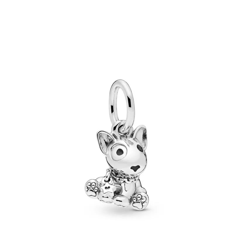 Silver-tone bunny-shaped charm bead with open eye and small paw details