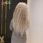 Synthetic water-wave crochet braids, curly light beige full cap