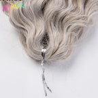 Synthetic ombre water-wave crochet braids, cool gray and blonde highlights