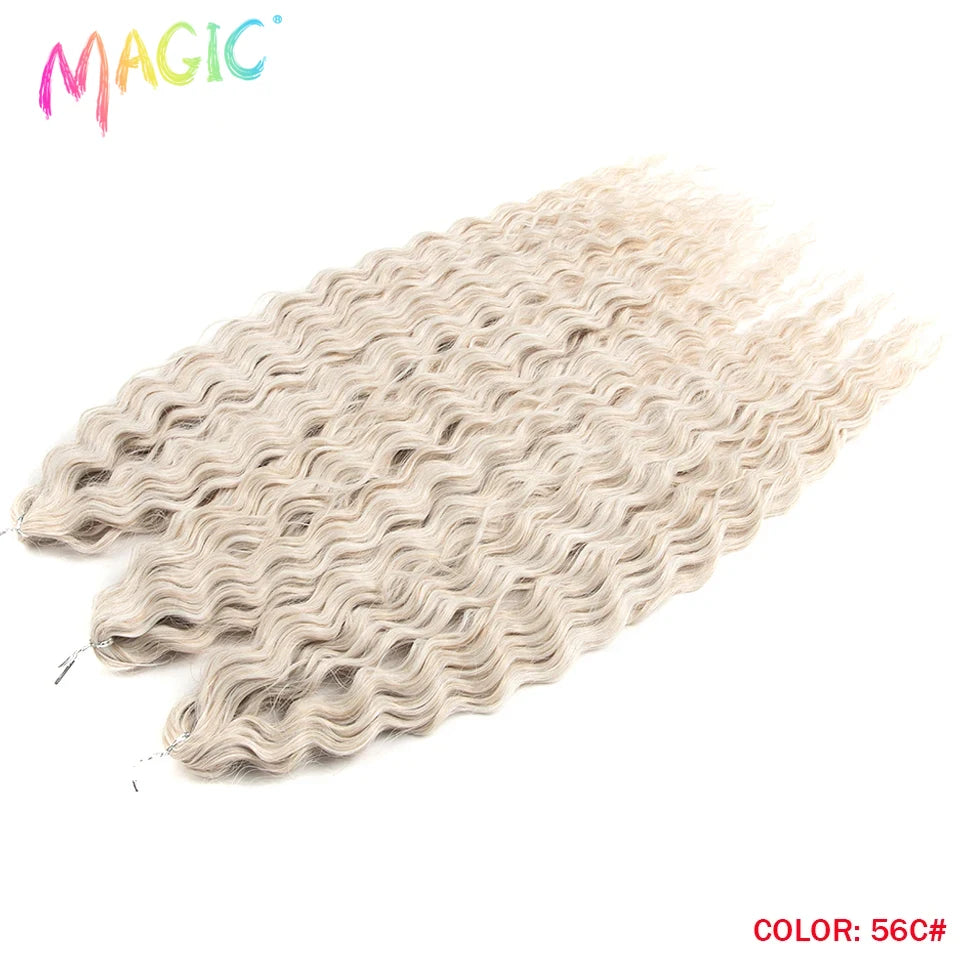 Synthetic water wave crochet braid hair, light beige/cream wavy braids