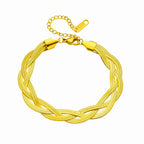 Gold snake chain necklace and bracelet set with toggle clasp and interlinked chain