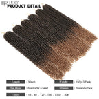 Crochet hair extension swatch with dark-to-tan ombre twists, water-wave texture