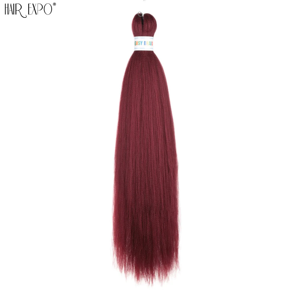 Synthetic braiding hair bundle, deep burgundy straight strands