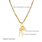 Jellyfish pendant necklace with starfish charm and white shell bead on blue gold chain